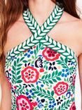 Boden Floral Cross Front Swimsuit, Multi