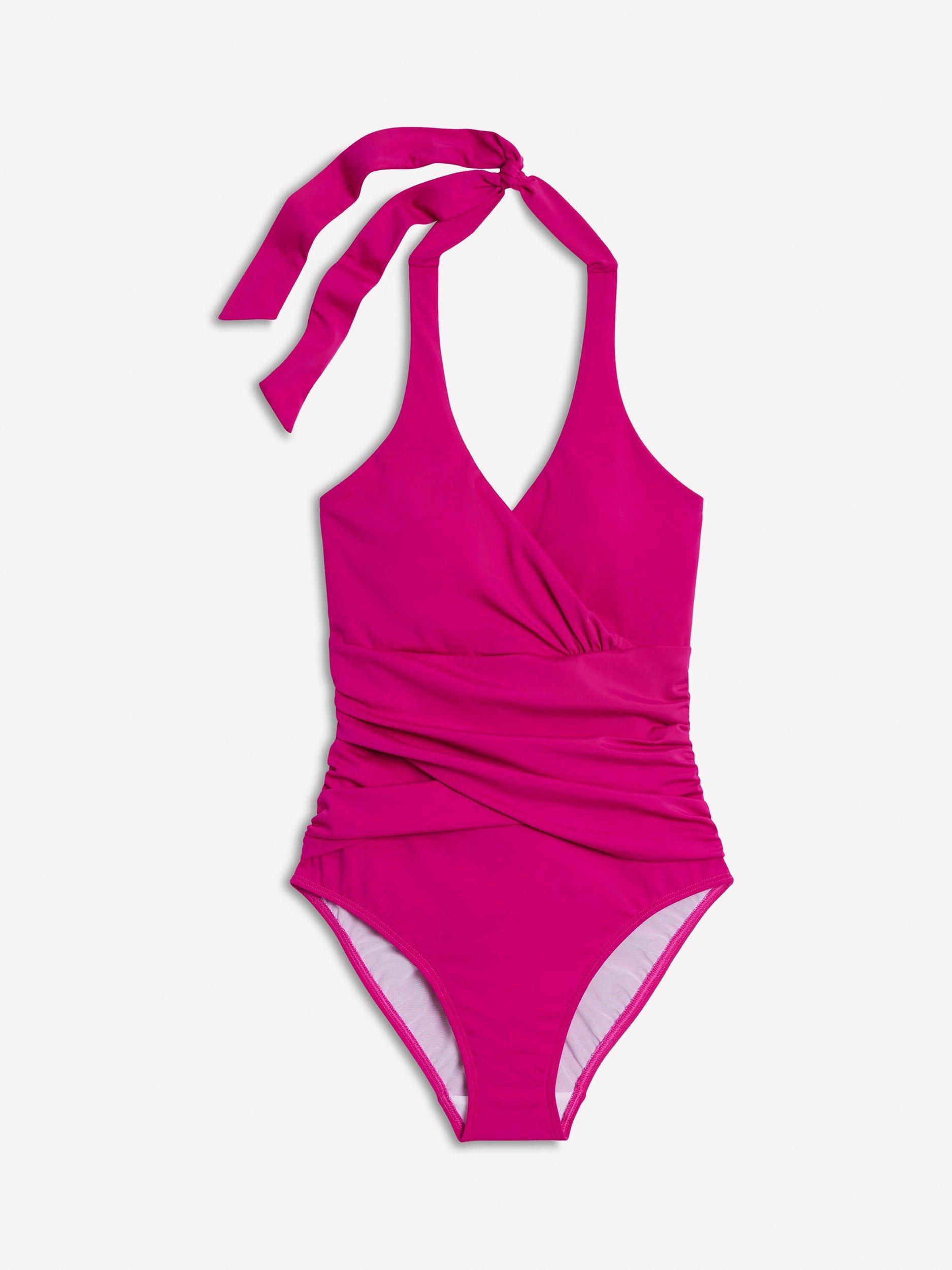 Product image 5 of 6, which shows Boden Levanzo Halterneck Swimsuit, Jewel Pink, 8