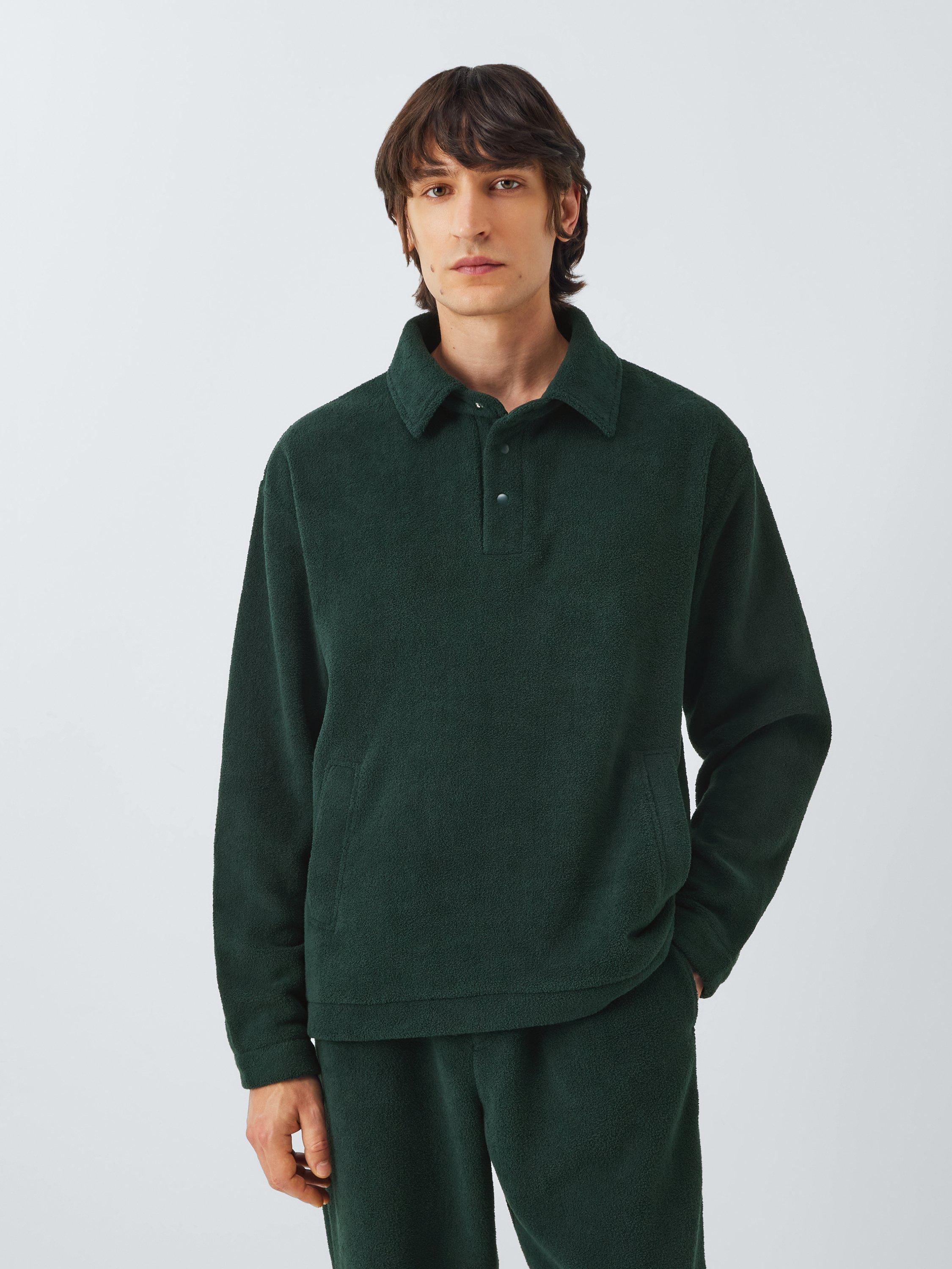 Product image 1 of 6, which shows John Lewis Fleece Lounge Top, Mid Green, S