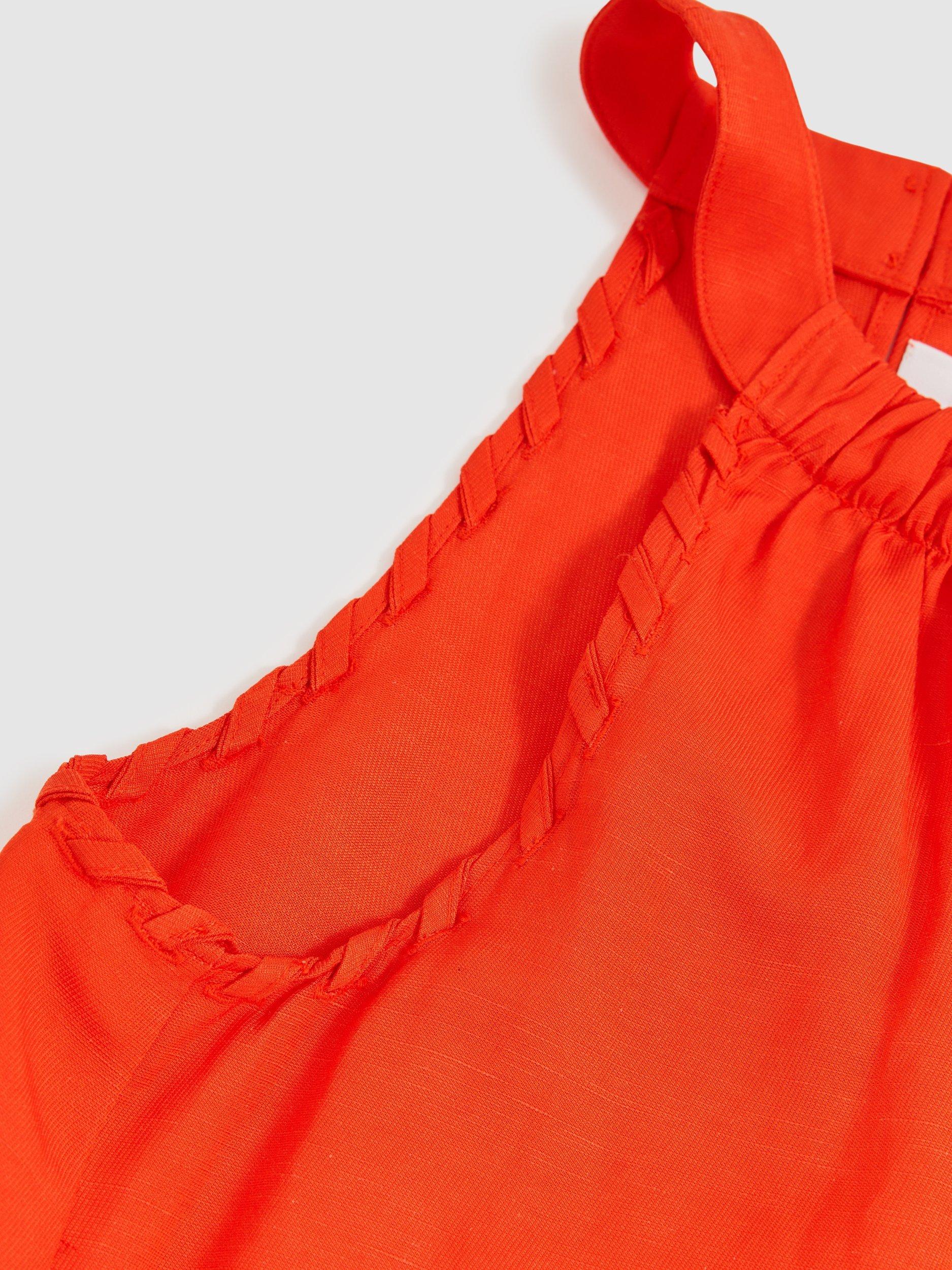 Product image 3 of 3, which shows Reiss Kids' Erika Whipstitch Sleeveless Dress, Red, 4-5 years