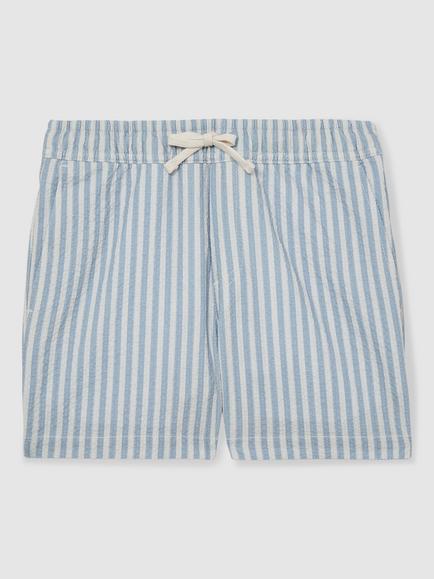 Reiss Kids' Bay Stripe Swim Shorts, Soft Blue/White, Soft Blue/White