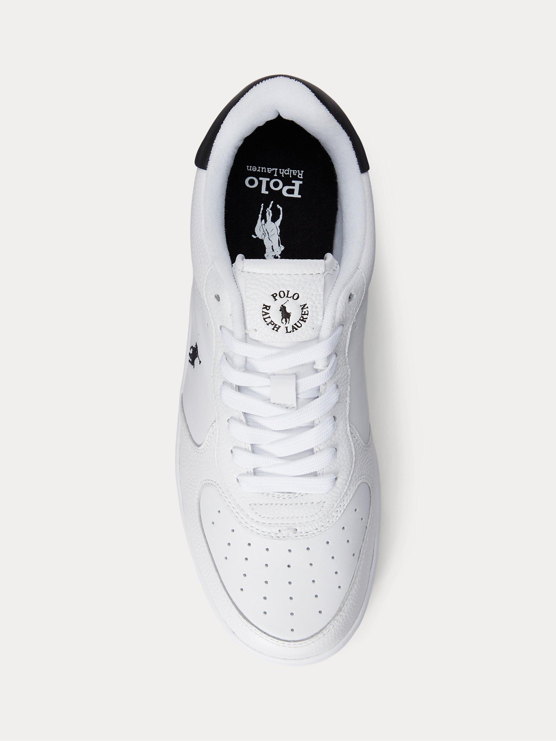 Product image 4 of 4, which shows Ralph Lauren Masters Court Leather Trainers, White/Black, 7