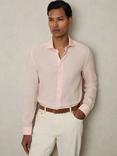 Reiss Ruban Linen Button-Through Shirt, Prep Pink