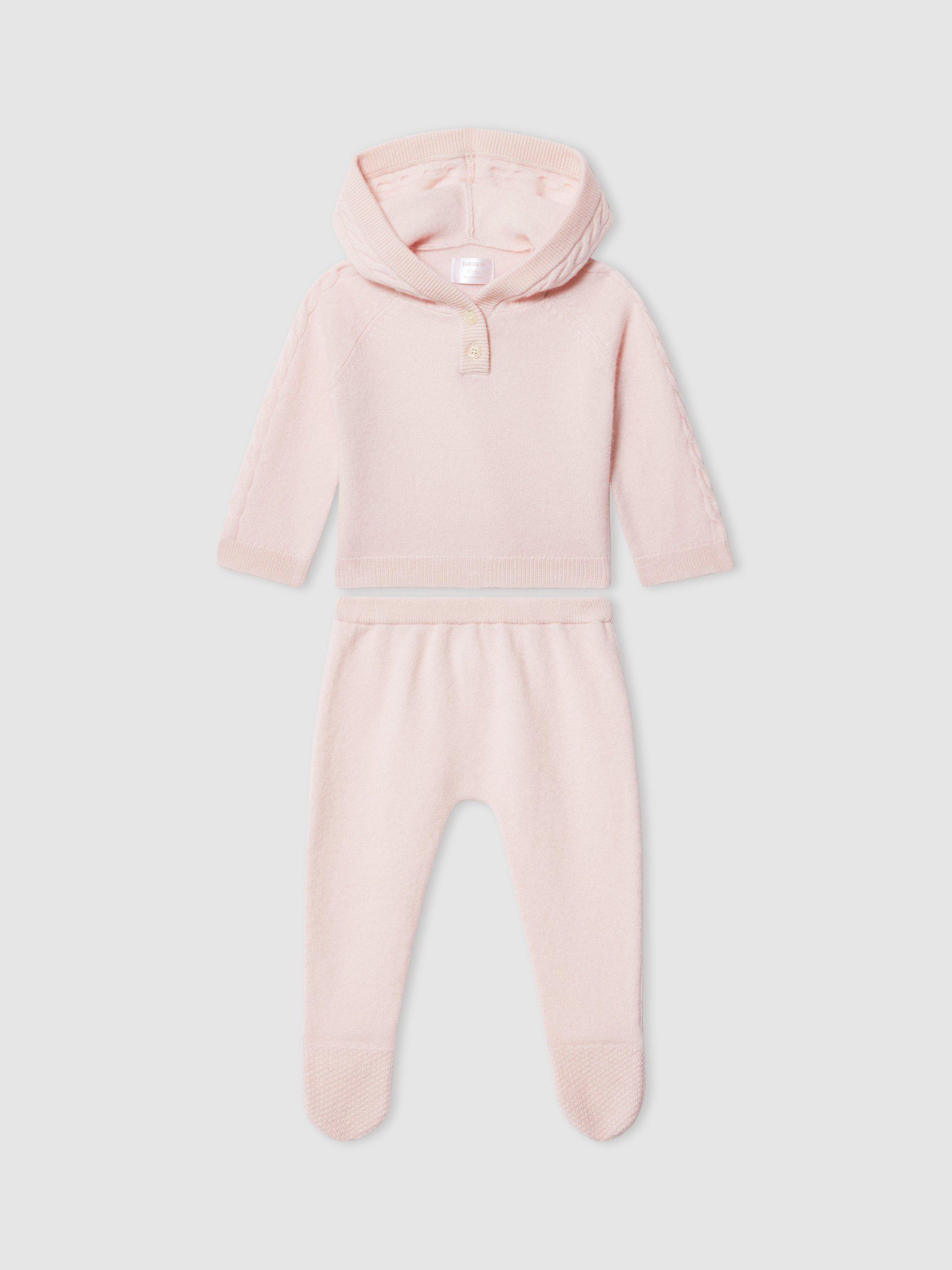 Product image 3 of 4, which shows Reiss Baby Eder Cashmere Sleepsuit, Pink, 0-3 months