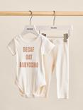 Reiss Baby Lael Slogan Boysuit and Leggings Set, Ivory