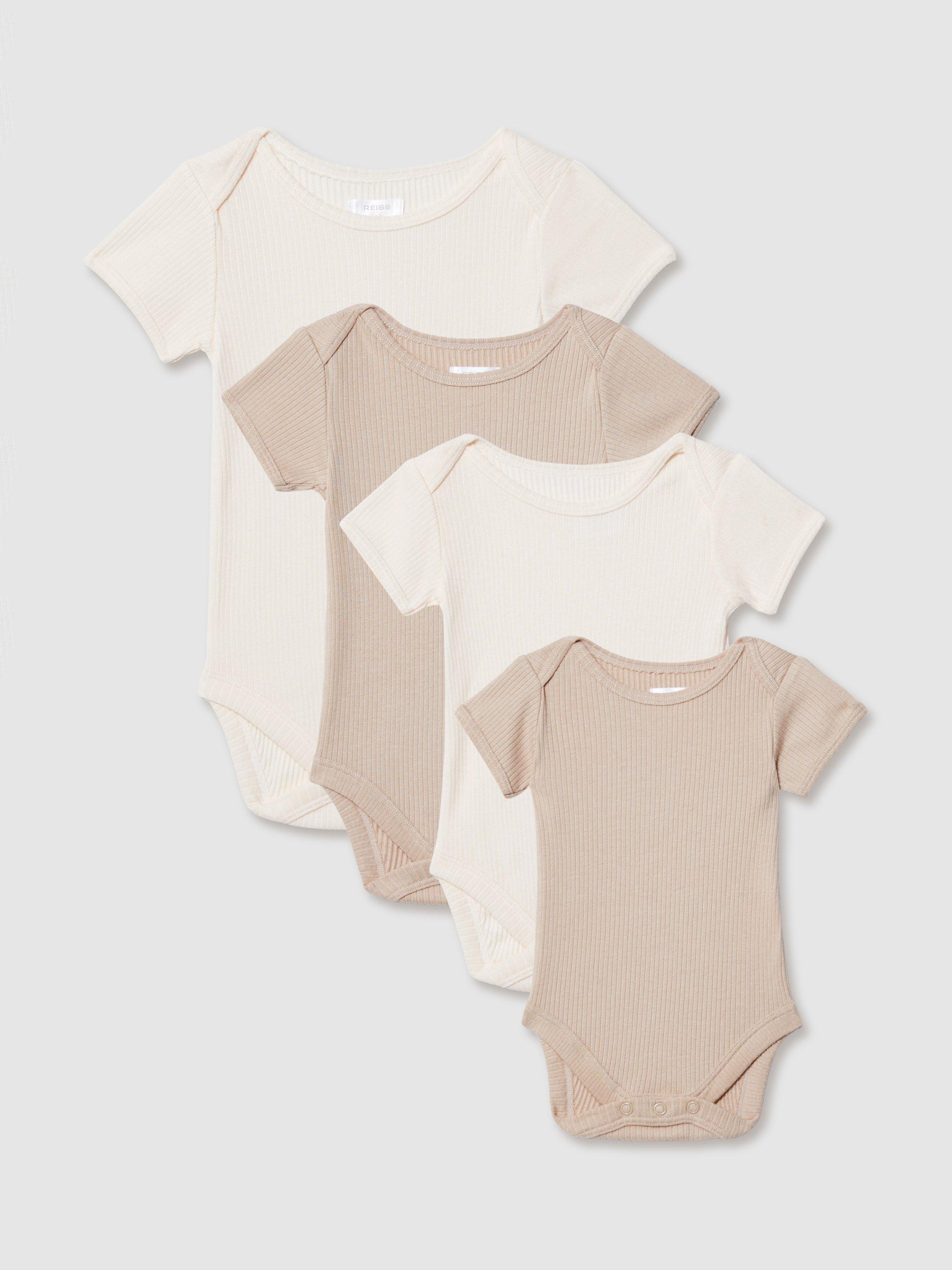 Product image 2 of 3, which shows Reiss Baby Cotton Blend Bodysuit, Pack of 4, Neutral, One Size