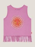 Monsoon Kids' Cotton Fringe Vest Top, Lilac