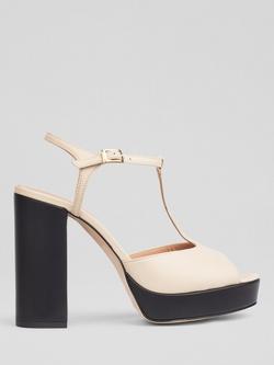 L.K.Bennett Lorna Leather Mary Jane Platform Sandals, White/Black, White/Black
