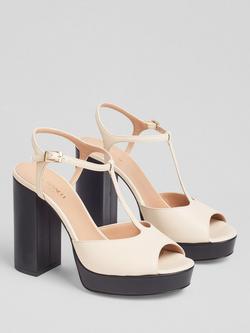 L.K.Bennett Lorna Leather Mary Jane Platform Sandals, White/Black - view 2, White/Black