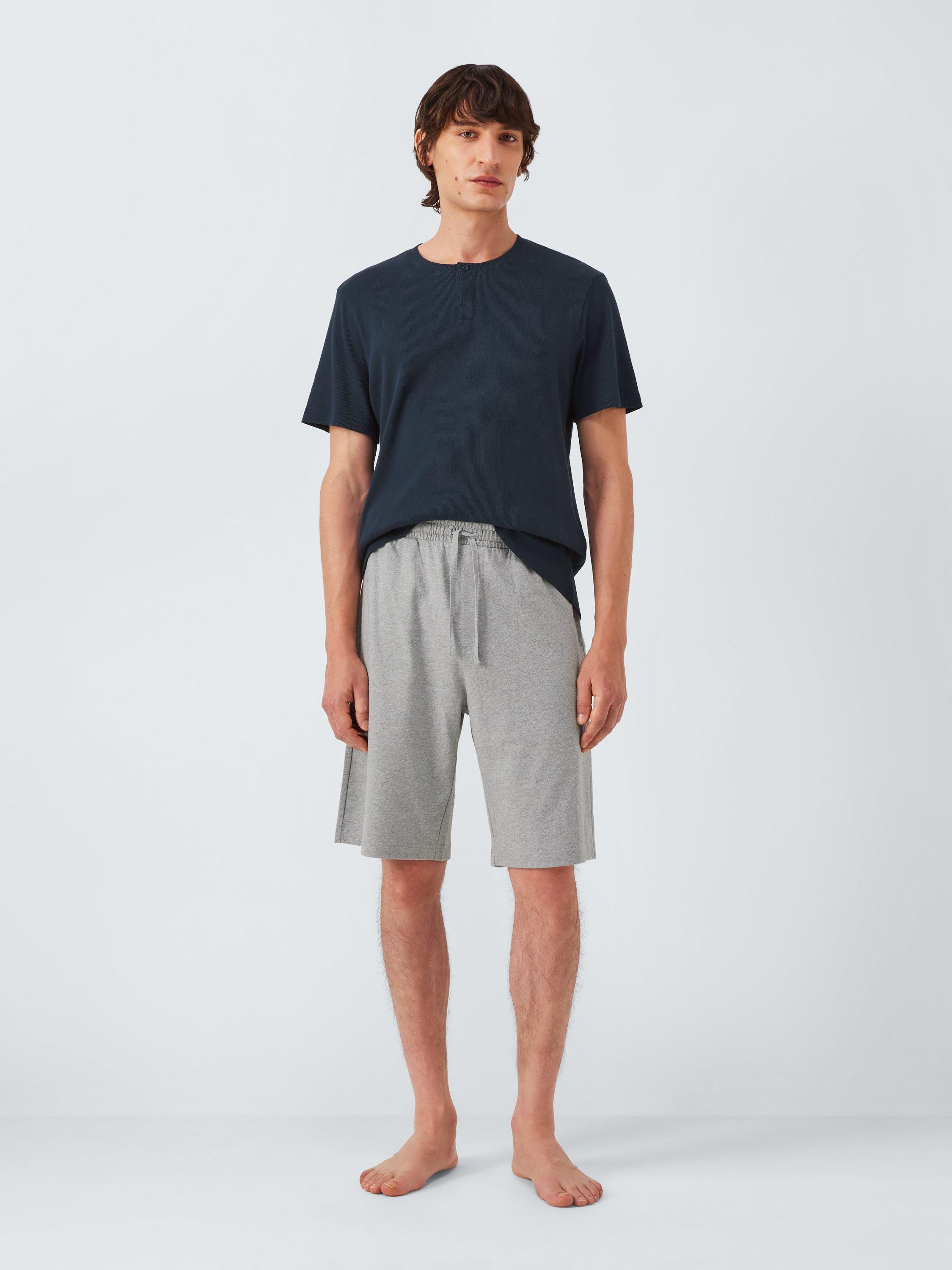 Product image 3 of 6, which shows John Lewis Waffle Jersey Short Pyjama Set, Blue Navy, S