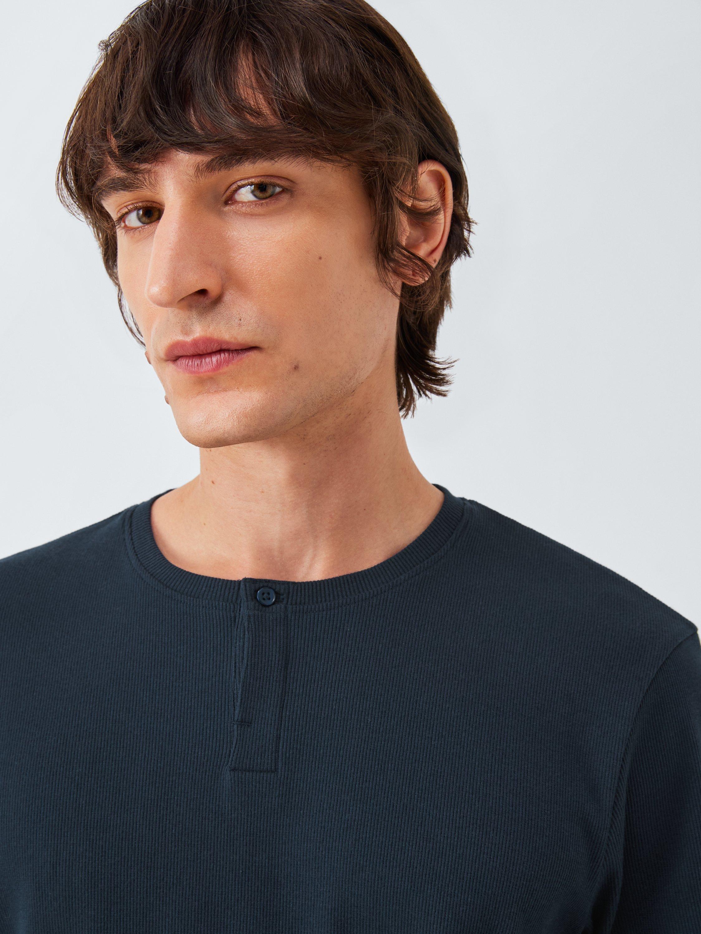 Product image 5 of 6, which shows John Lewis Waffle Jersey Short Pyjama Set, Blue Navy, S