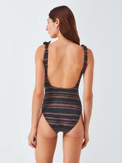 John Lewis Cannes Square Neck Swimsuit, Choc Stripe - view 2, Choc Stripe