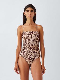John Lewis Mali Floral Ruched Swimsuit, Multi, Multi