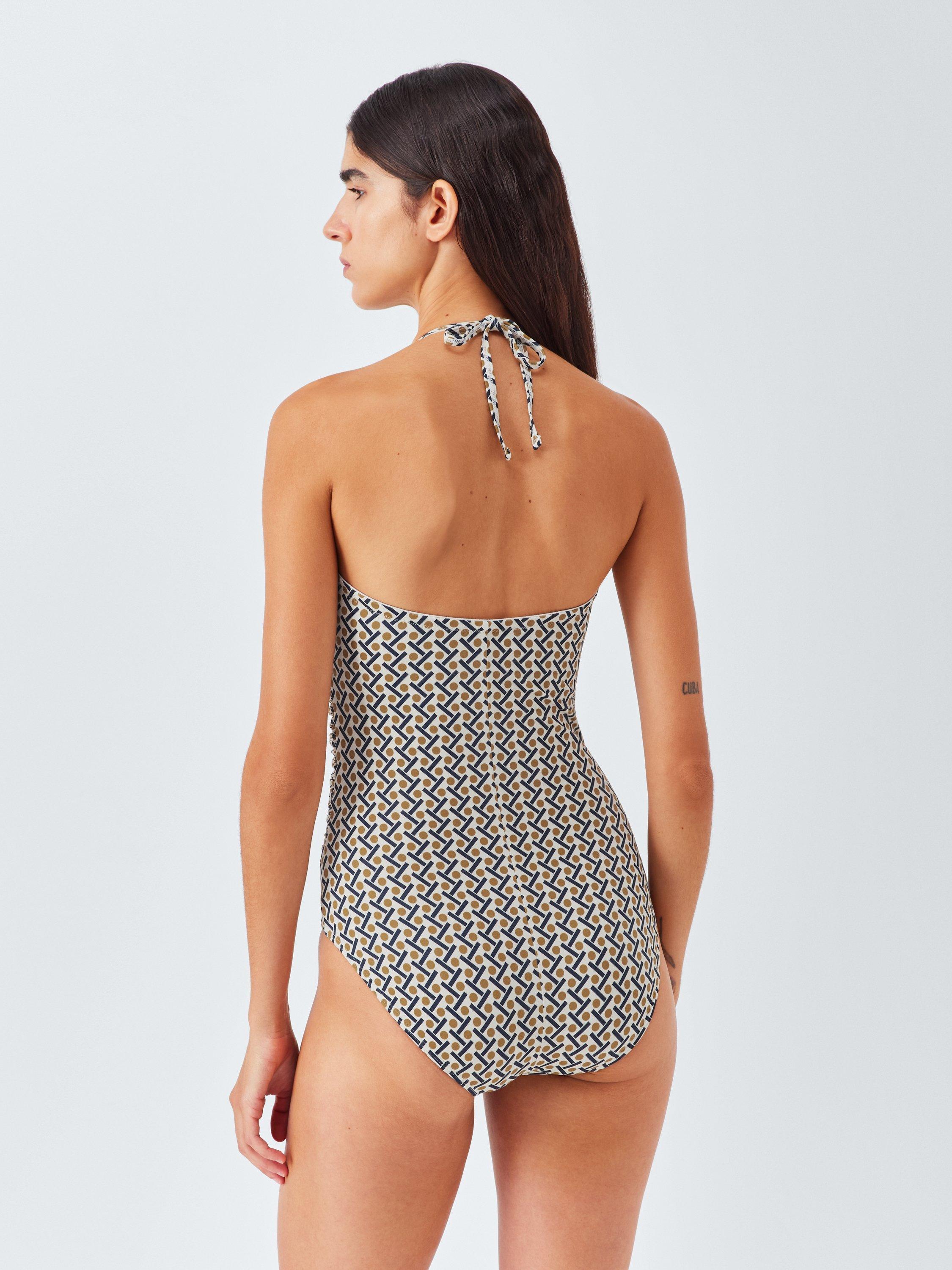 Product image 2 of 6, which shows John Lewis Roma Geo Bandeau Swimsuit, Multi, 8