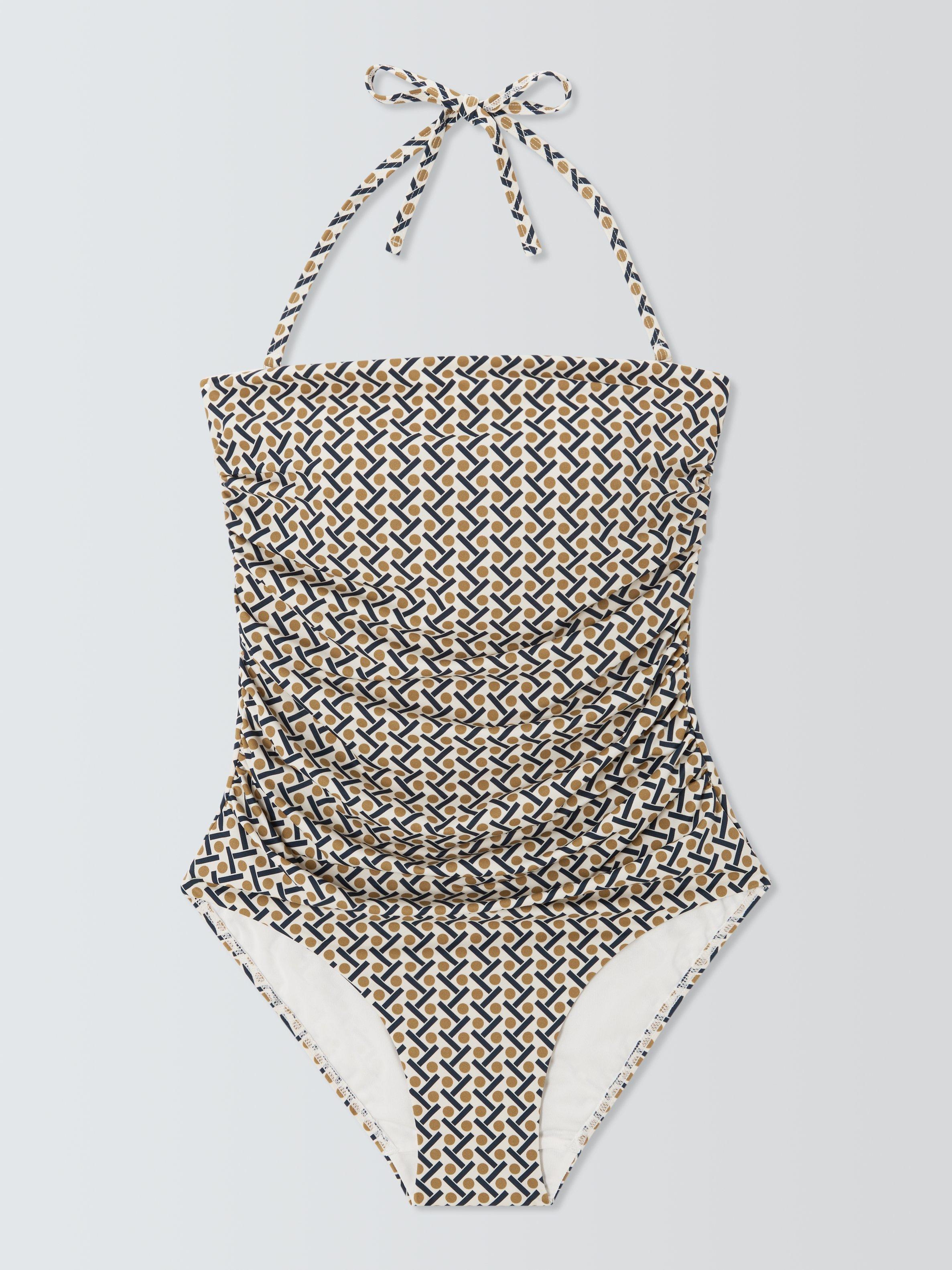 Product image 3 of 6, which shows John Lewis Roma Geo Bandeau Swimsuit, Multi, 8