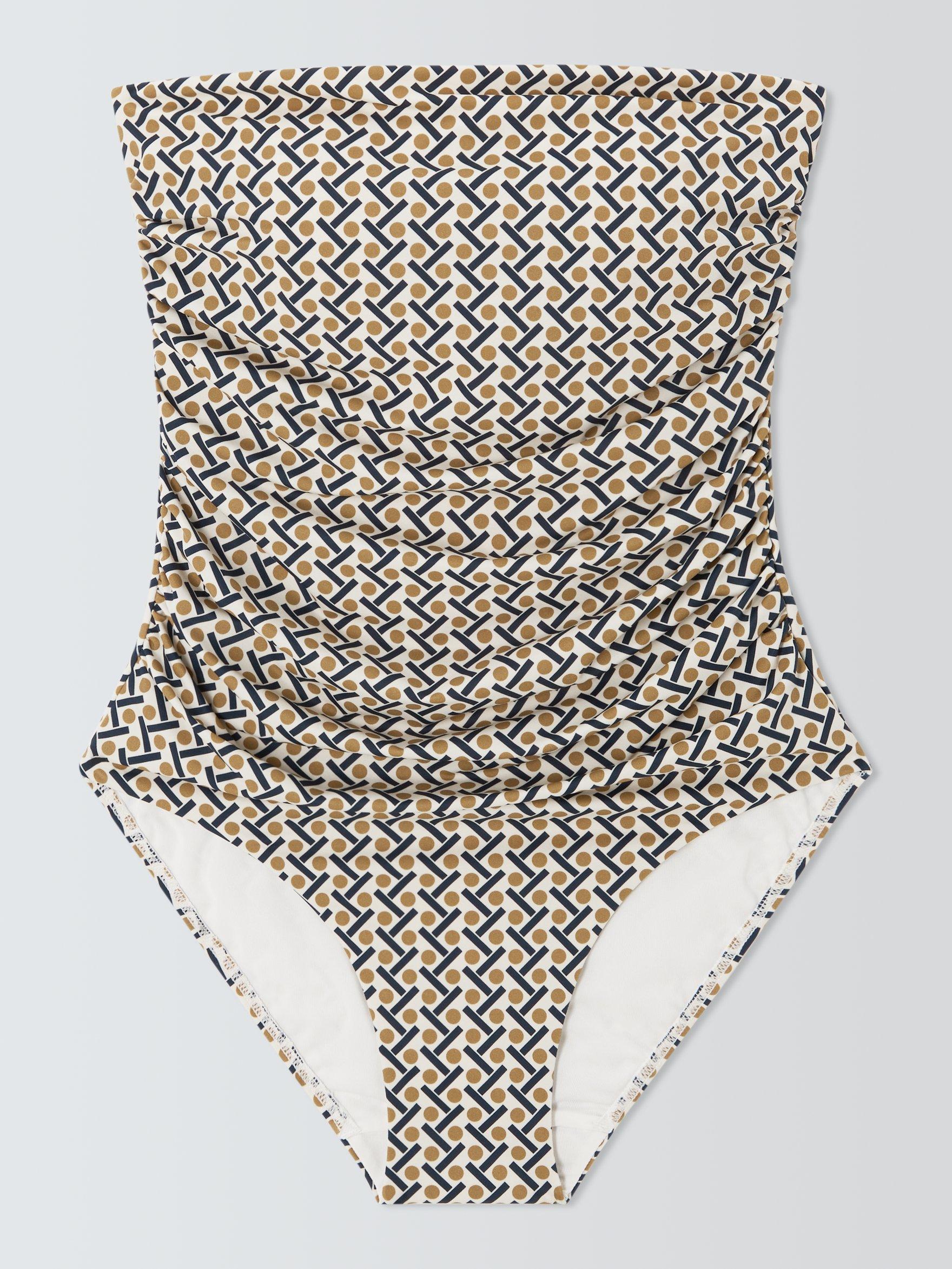 Product image 4 of 6, which shows John Lewis Roma Geo Bandeau Swimsuit, Multi, 8