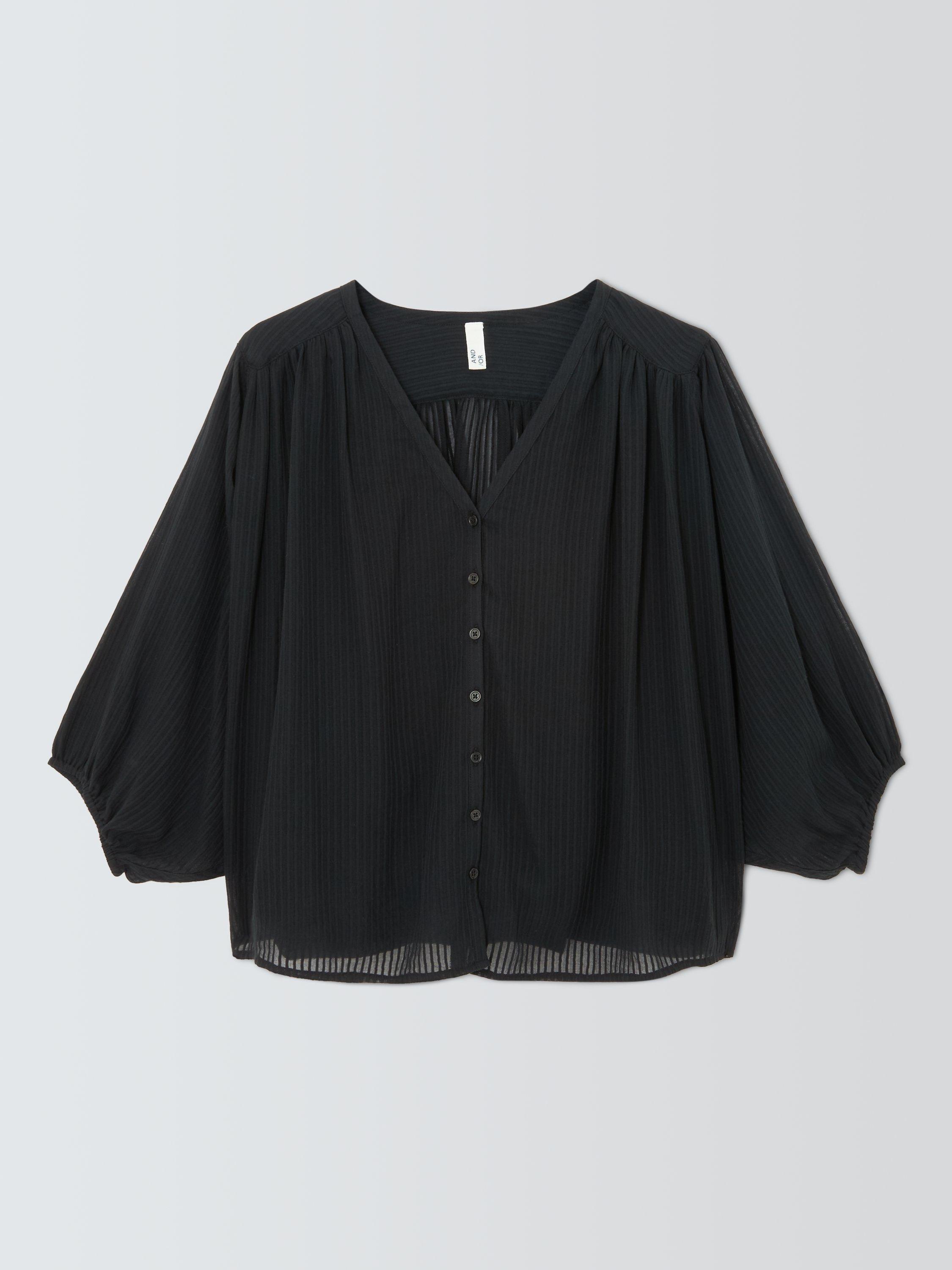 Product image 4 of 6, which shows AND/OR Katya Stripe Shirt, Black, 6