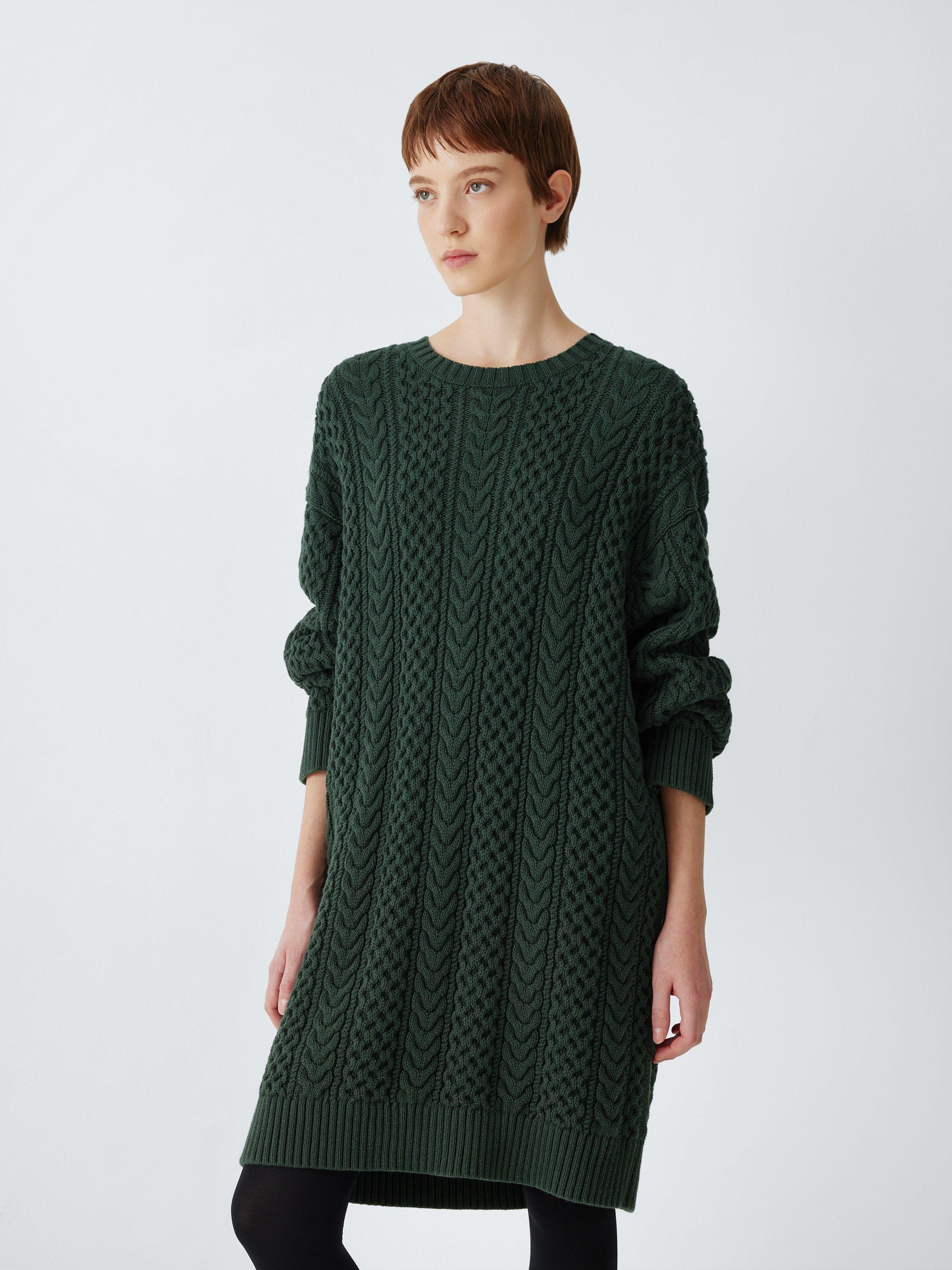 AND/OR Reanna Cable Knit Jumper Dress, Dark Green