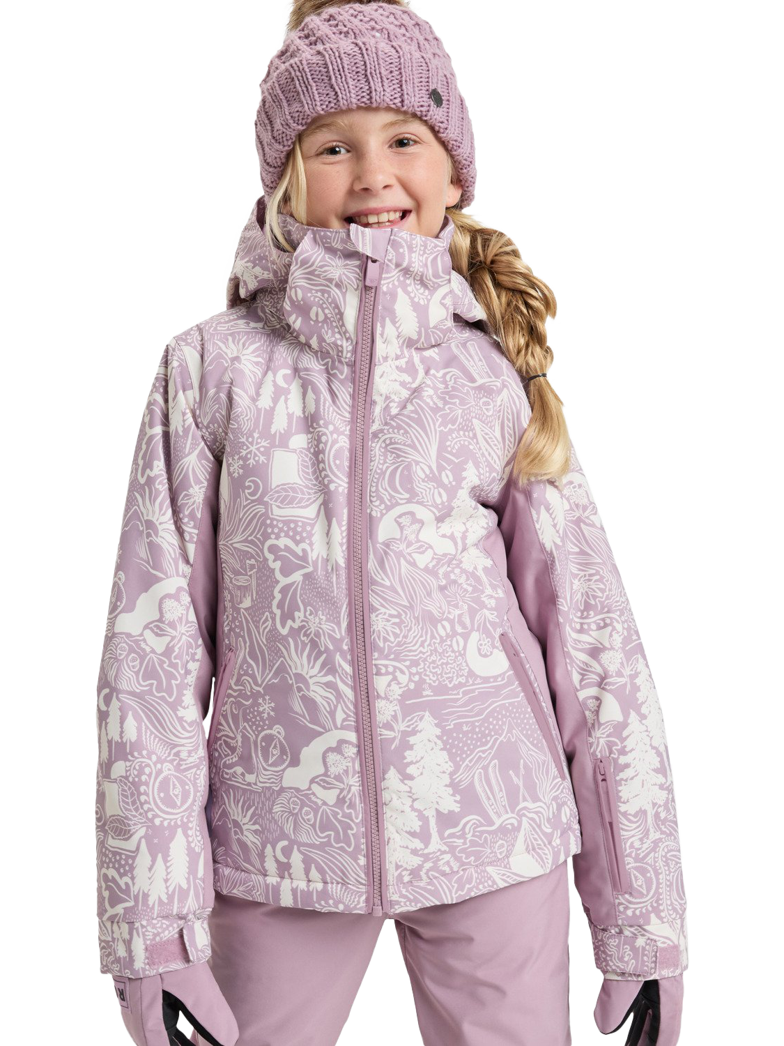 Product image 1 of 5, which shows Roxy Kids' Free Jet Snow Jacket, Discreet Mauve, 8 years