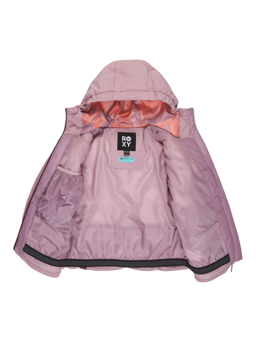 Product image 5 of 5, which shows Roxy Kids' Snowyhill Technical Hooded Puffer Jacket, Discreet Mauve, 8 years