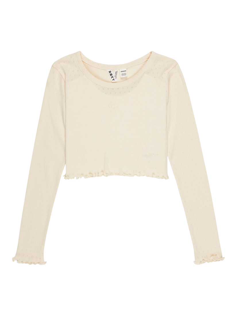 Roxy Kids' Cotton Blend Slim Logo T-Shirt, Parchment