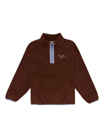 Roxy Kid's Lucky girl Long Sleeved Polar Fleece, Tiramisu, Tiramisu