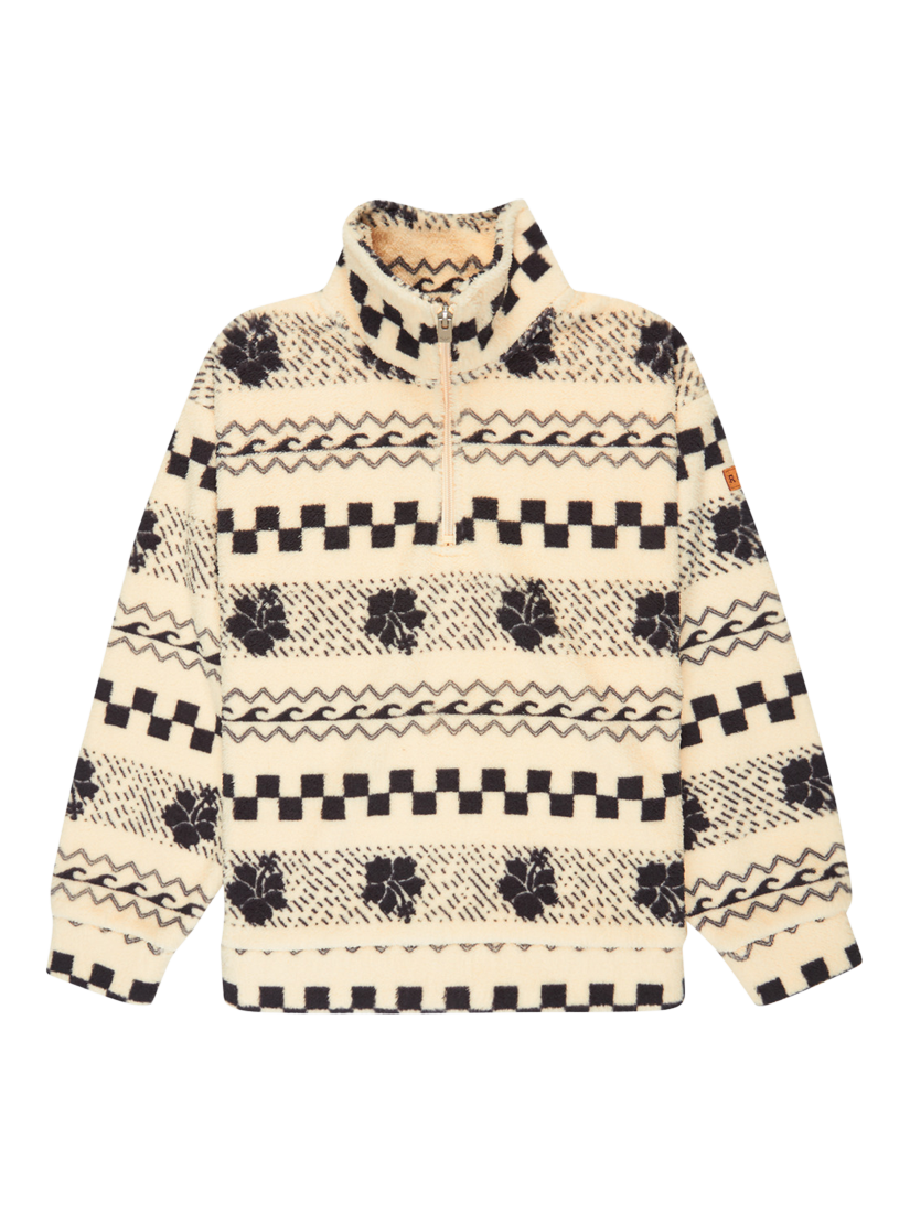 Product image 1 of 2, which shows Roxy Kids' High Zip Neck Long Sleeved Fleece, Parchment, 10 years