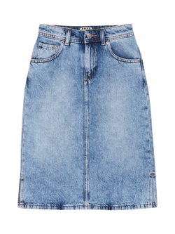 Roxy Kids' Denim Mid Rise Midi Skirt, Beau Blue, Beau Blue