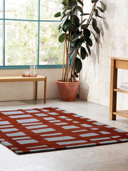 Scion Arlo Crosshatch Pure Wool Rug, Brick - view 2, Brick