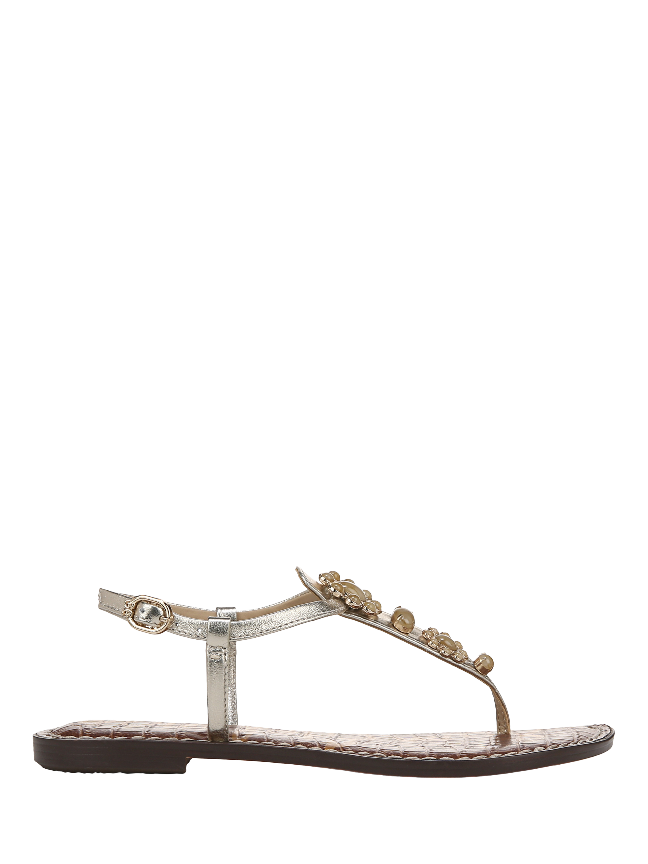 Product image 1 of 6, which shows Sam Edelman Gigi Ray Embellished Toe Post Sandals, Gold, 3