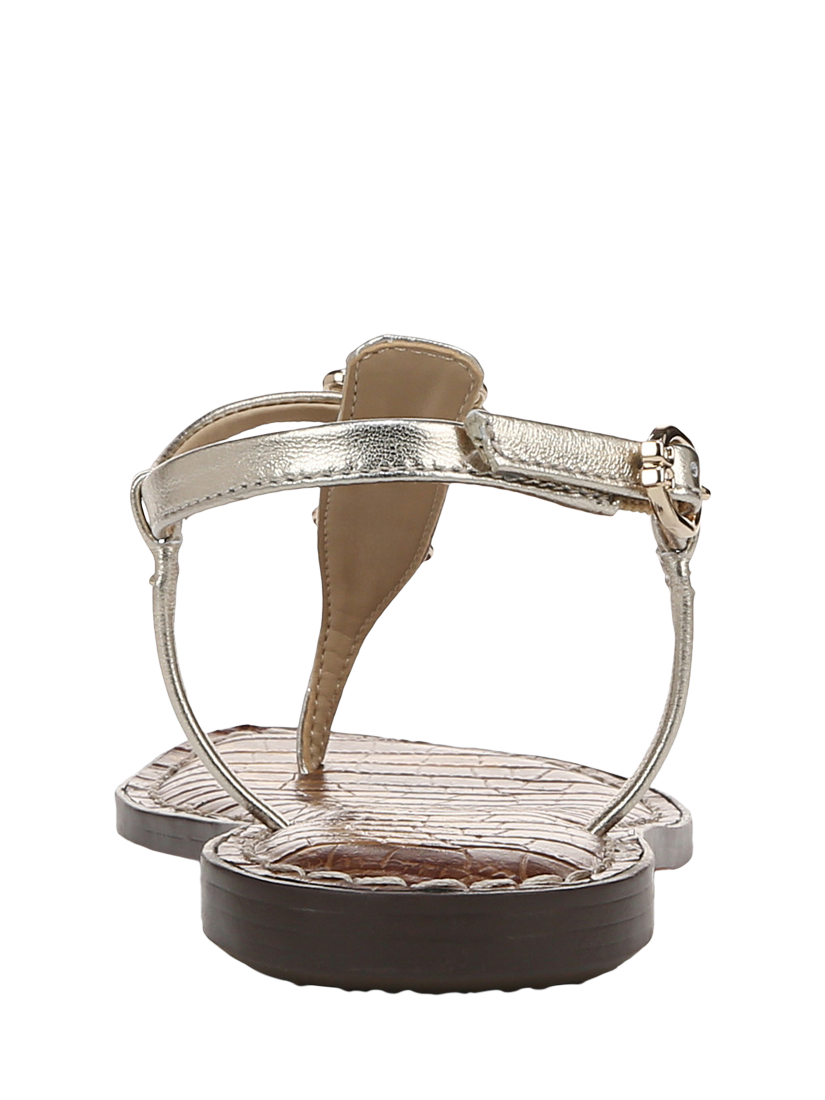 Product image 4 of 6, which shows Sam Edelman Gigi Ray Embellished Toe Post Sandals, Gold, 3