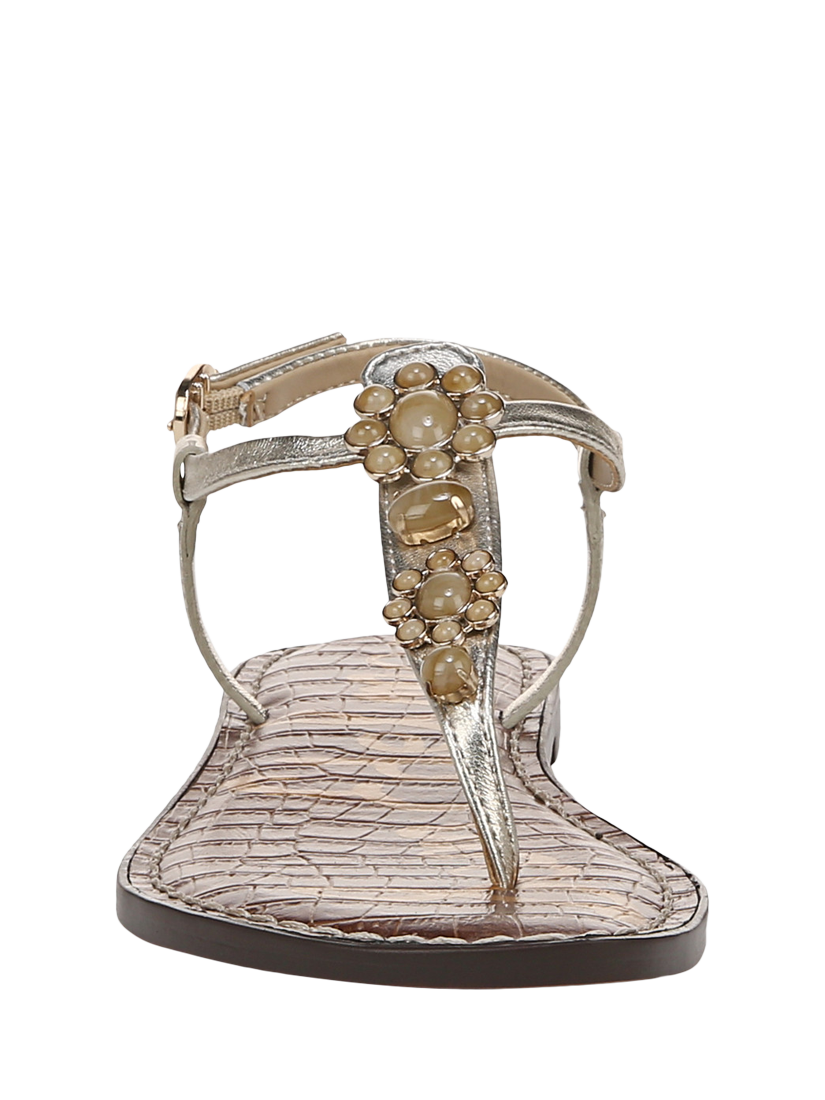 Product image 5 of 6, which shows Sam Edelman Gigi Ray Embellished Toe Post Sandals, Gold, 3