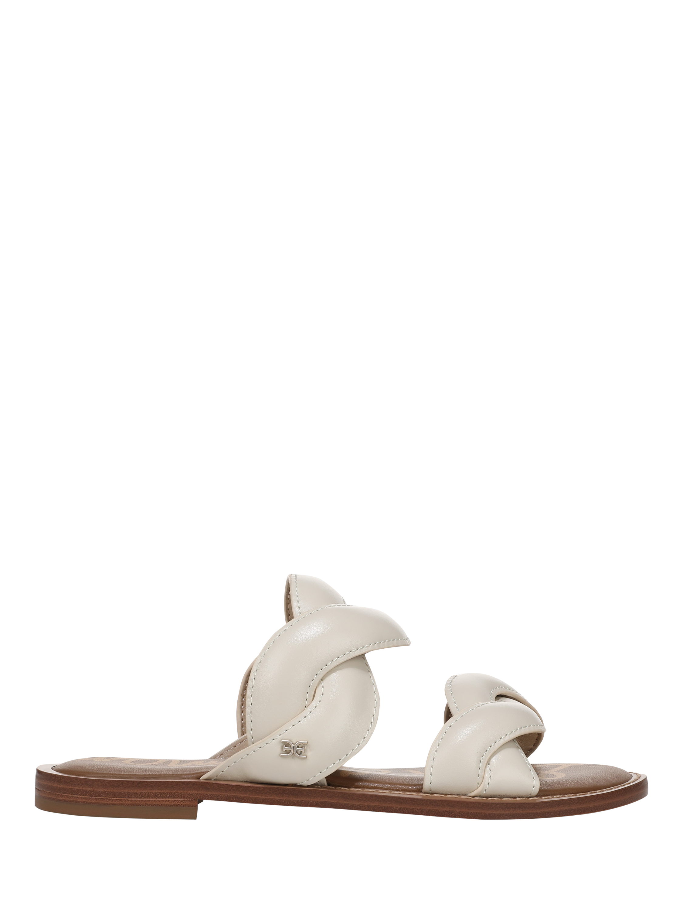 Product image 1 of 6, which shows Sam Edelman Hellen Leather Slider Sandals, Ivory, 3