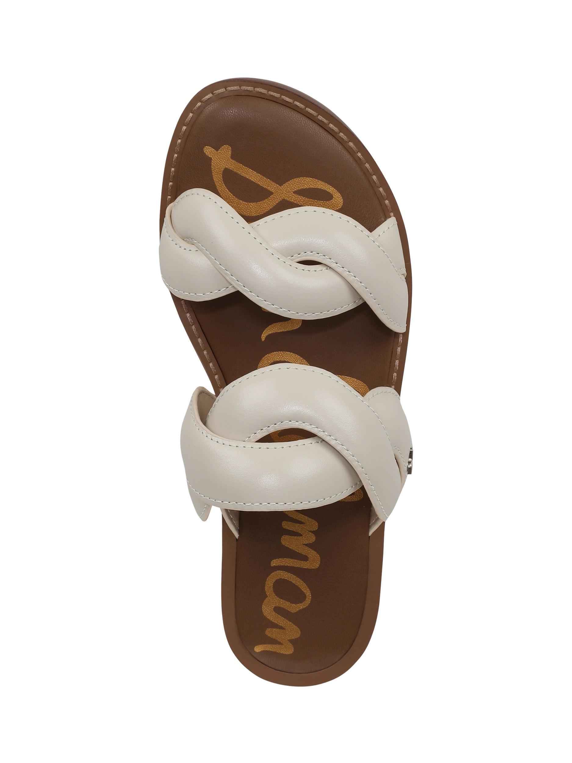 Product image 3 of 6, which shows Sam Edelman Hellen Leather Slider Sandals, Ivory, 3