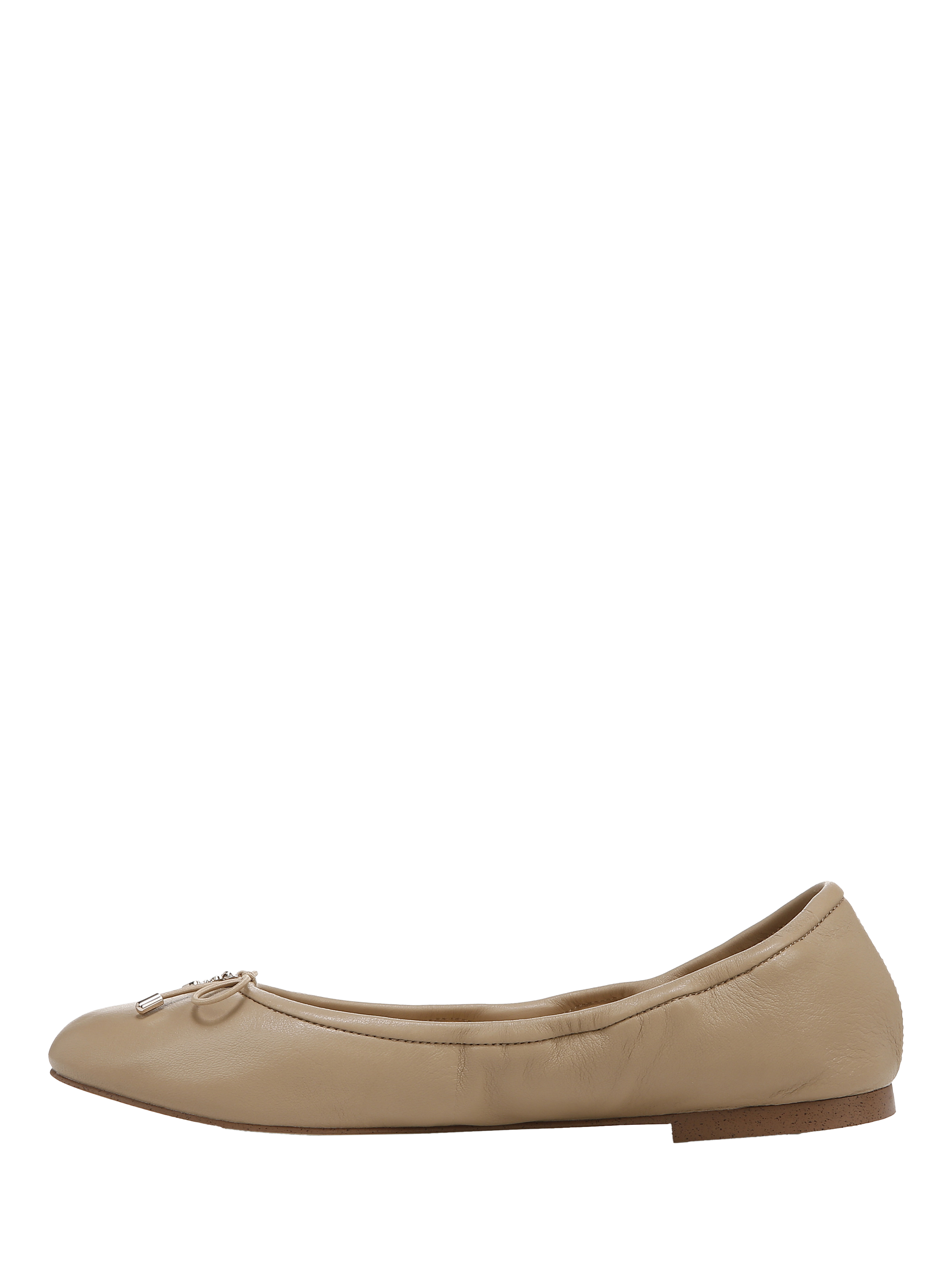 Product image 2 of 6, which shows Sam Edelman Felicia Leather Ballerina Pumps, Soft Beige, 3