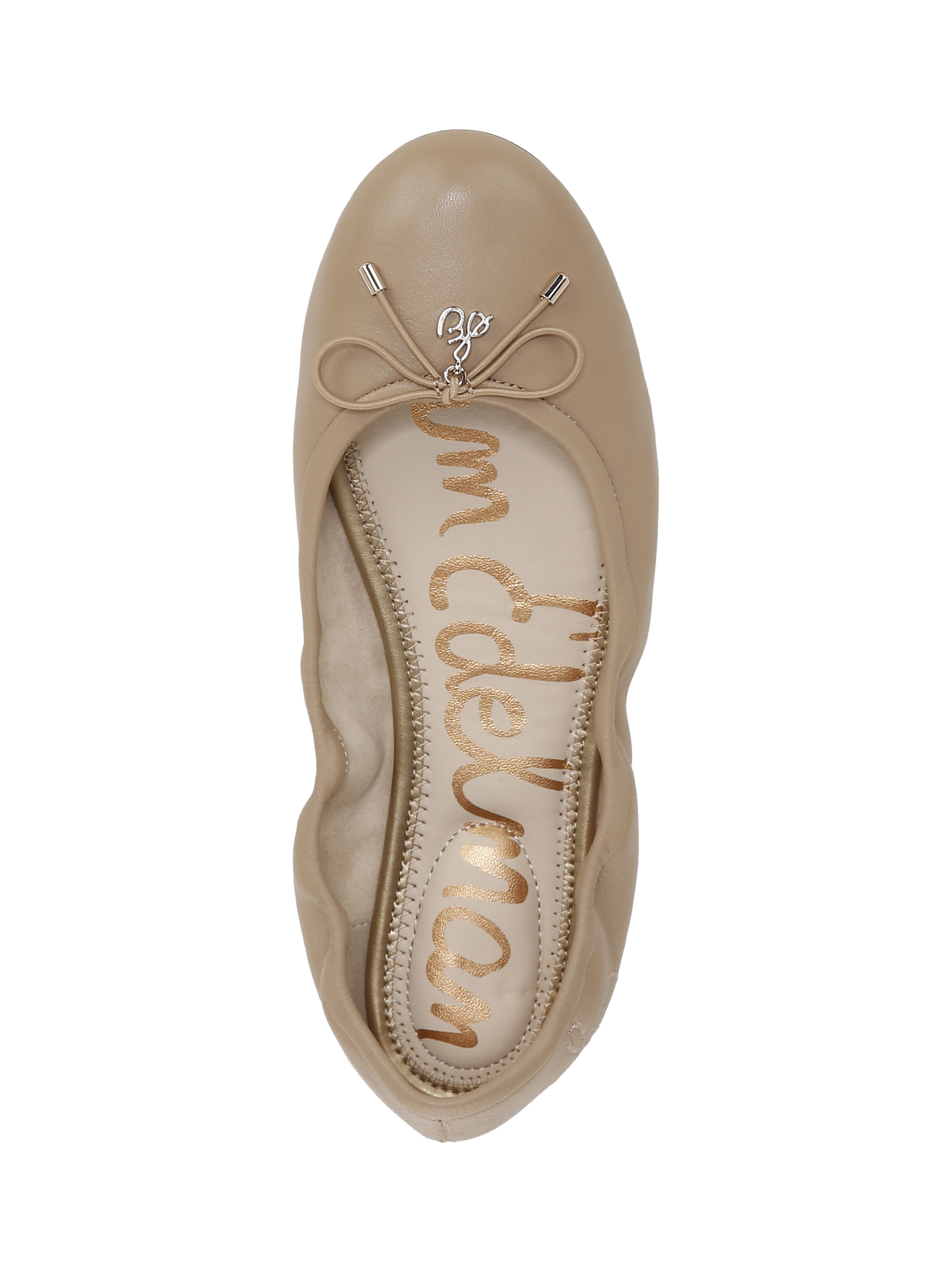 Product image 3 of 6, which shows Sam Edelman Felicia Leather Ballerina Pumps, Soft Beige, 3