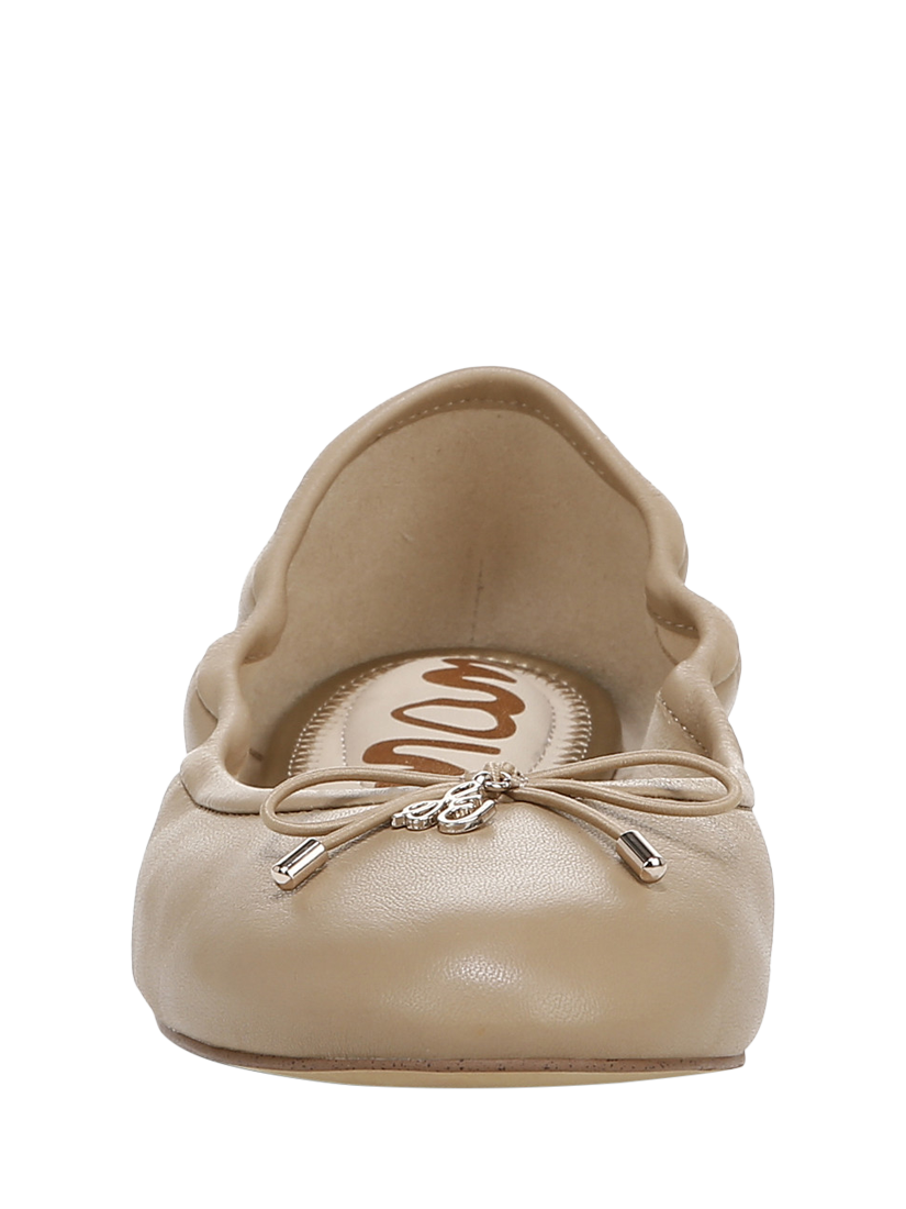 Product image 4 of 6, which shows Sam Edelman Felicia Leather Ballerina Pumps, Soft Beige, 3