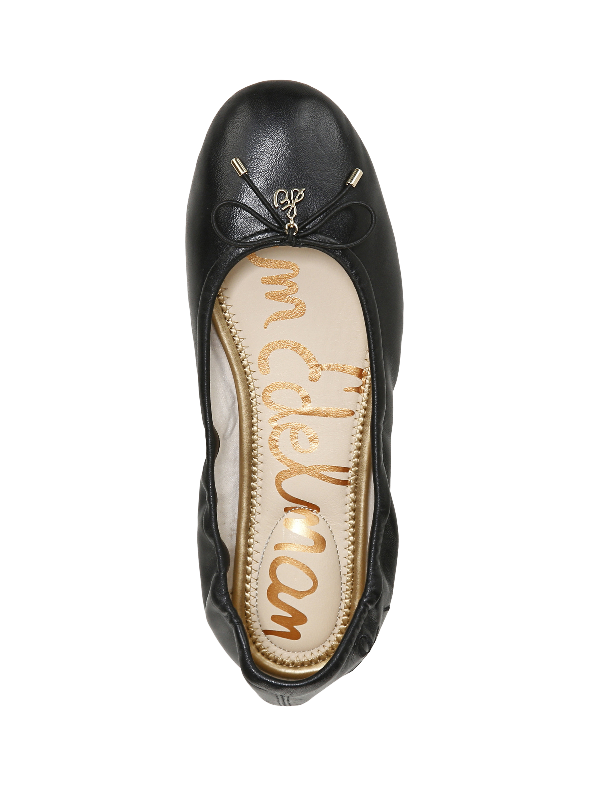 Product image 3 of 6, which shows Sam Edelman Felicia Leather Ballerina Pumps, Black, 3