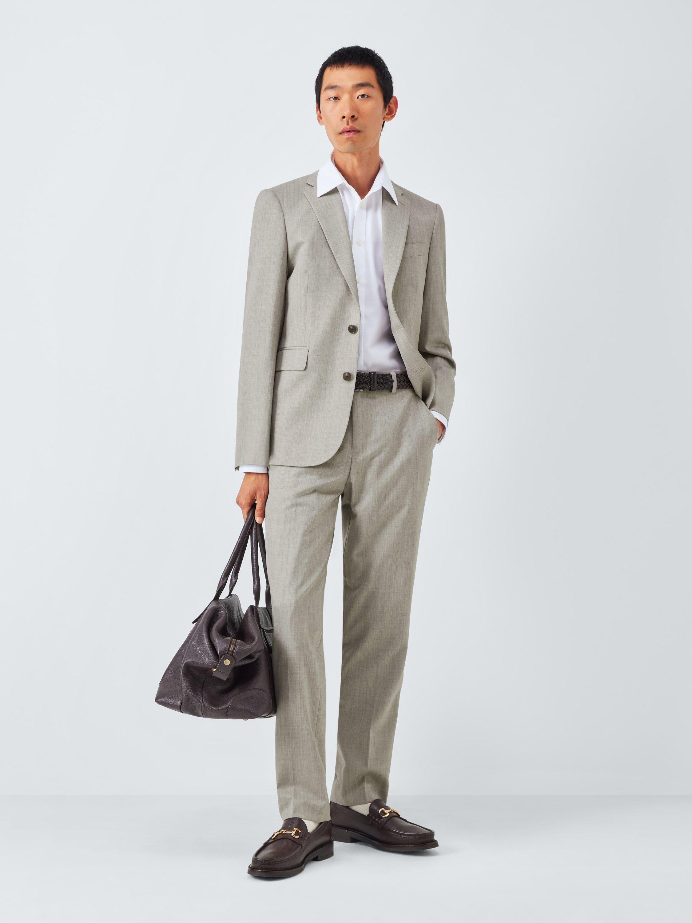 Product image 3 of 7, which shows John Lewis Washable Wool Blend Regular Fit Suit Trousers, Neutral, 36S