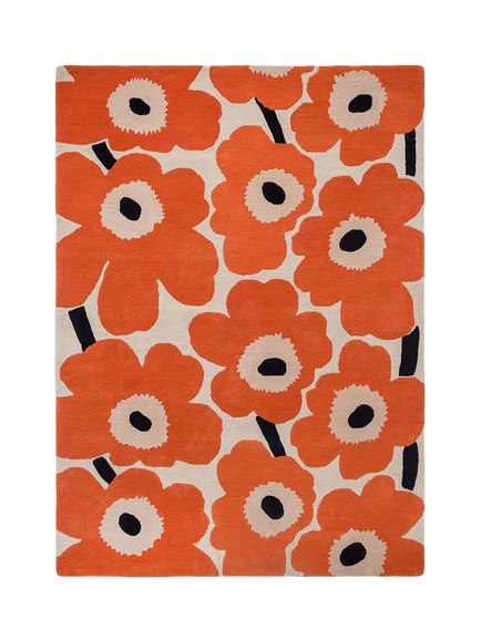 Marimekko Unikko Floral Pure Wool Rug, Red