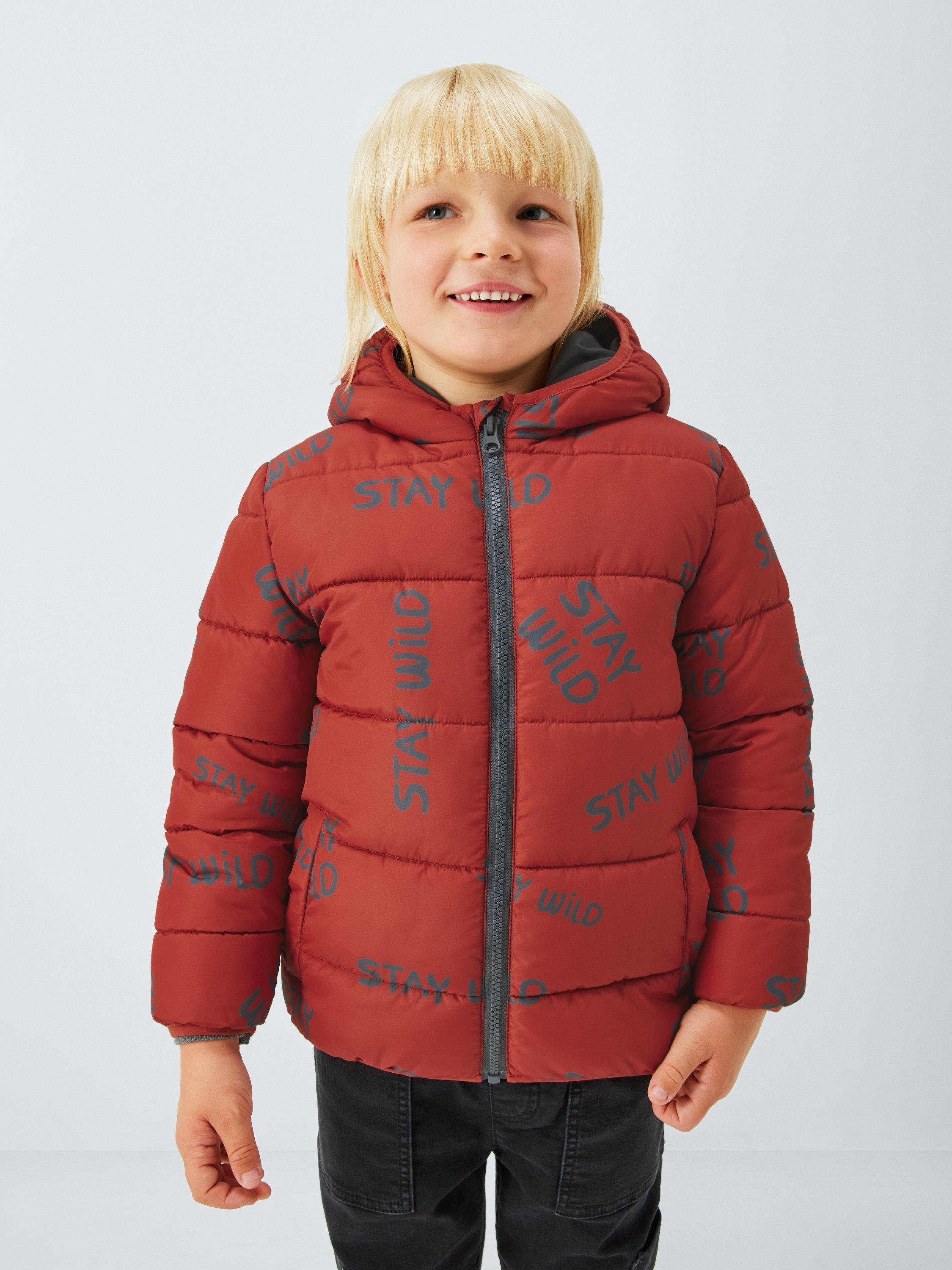John Lewis Kids' Stay Wild Puffer Jacket, Burgundy