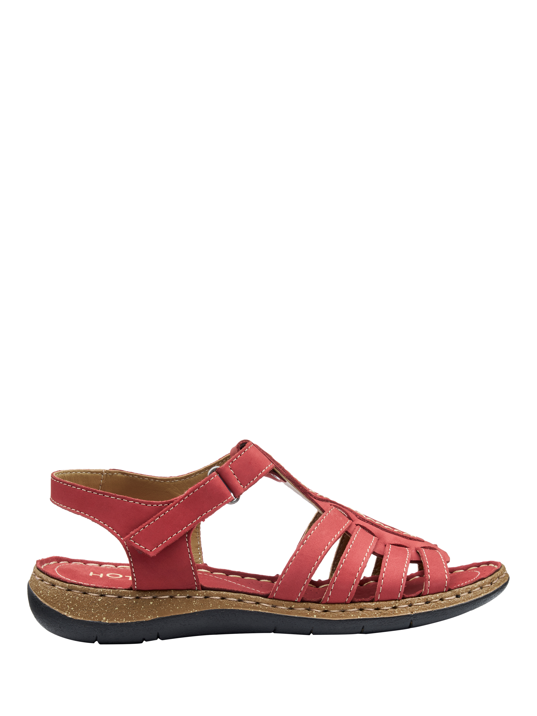 Product image 1 of 5, which shows Hotter Demmi Wide Fit Nubuck Gladiator Sandals, Salsa, 3W
