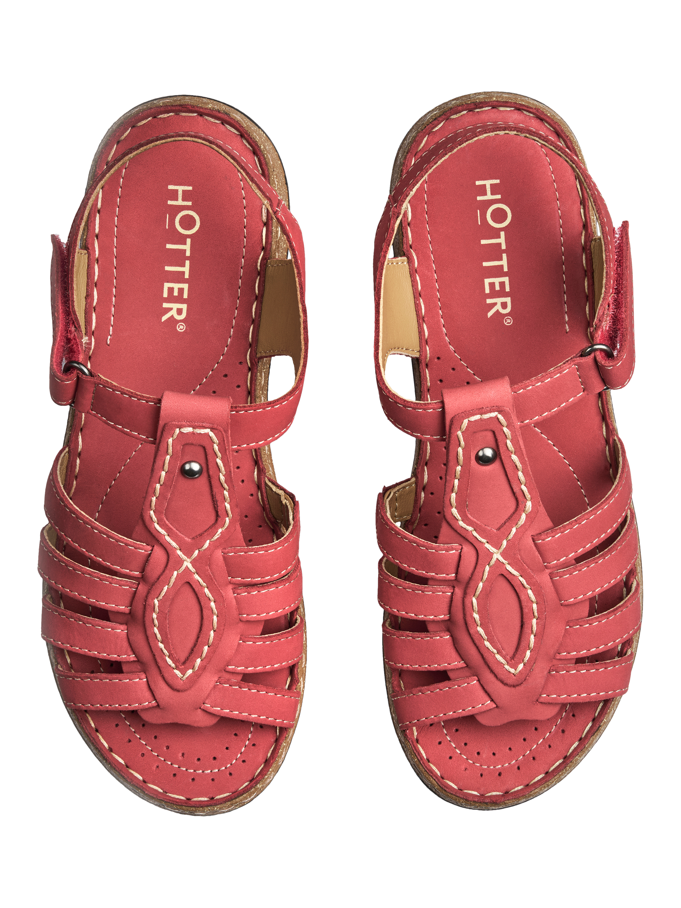 Product image 3 of 5, which shows Hotter Demmi Wide Fit Nubuck Gladiator Sandals, Salsa, 3W