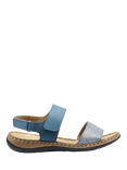 Hotter Petra Wide Fit Nubuck Strappy Sandals, Aquatic Blue