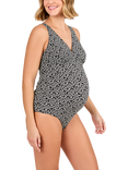 JoJo Maman Bébé Animal Print V-Neck Maternity Swimsuit, Black