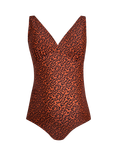 JoJo Maman Bébé Animal Print V-Neck Maternity Swimsuit, Rust