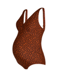 JoJo Maman Bébé Animal Print V-Neck Maternity Swimsuit, Rust