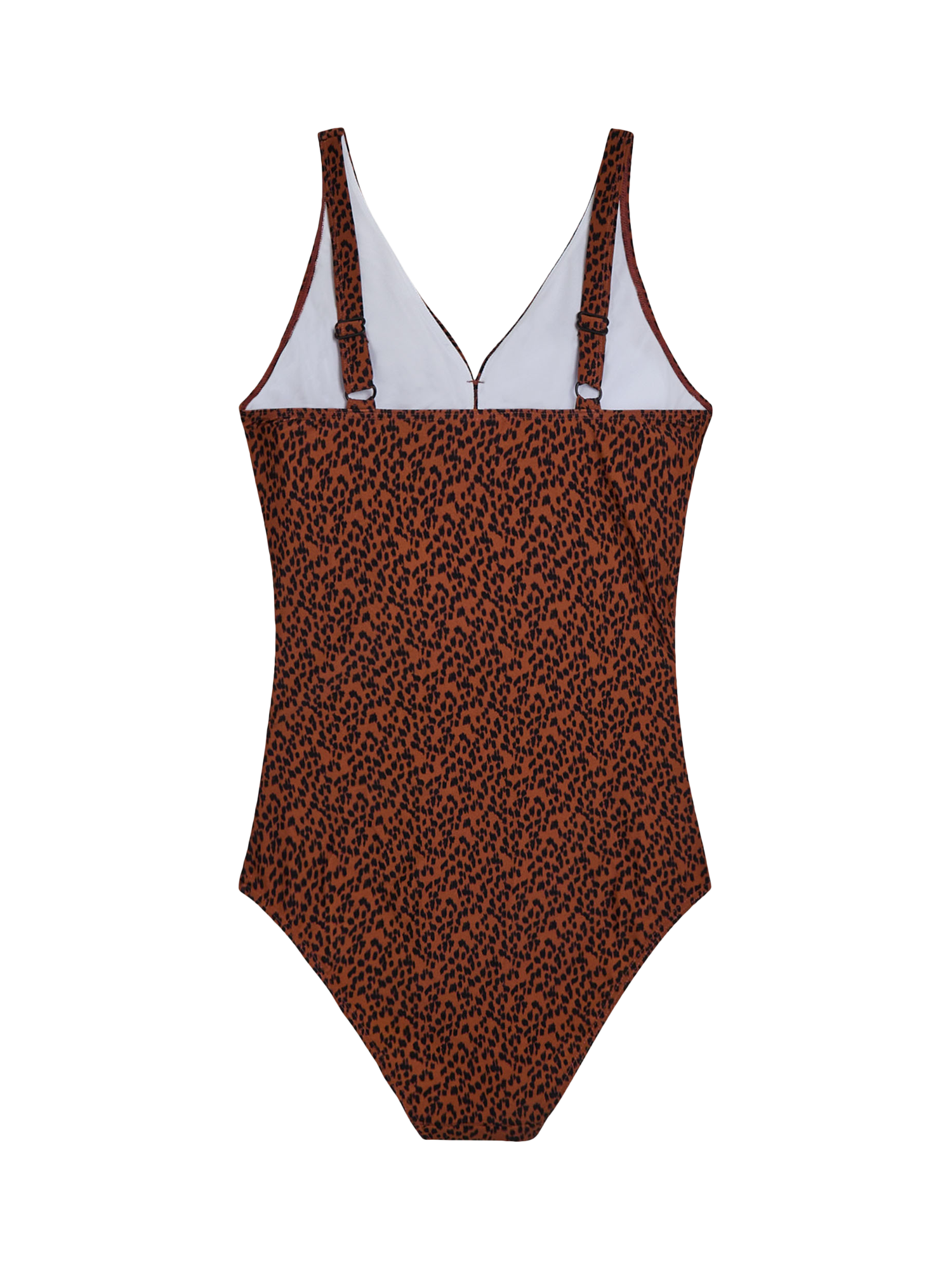 Product image 4 of 4, which shows JoJo Maman Bébé Animal Print V-Neck Maternity Swimsuit, Rust, S