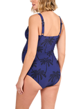 JoJo Maman Bébé Palm Tree V-Neck Maternity Swimsuit, Navy