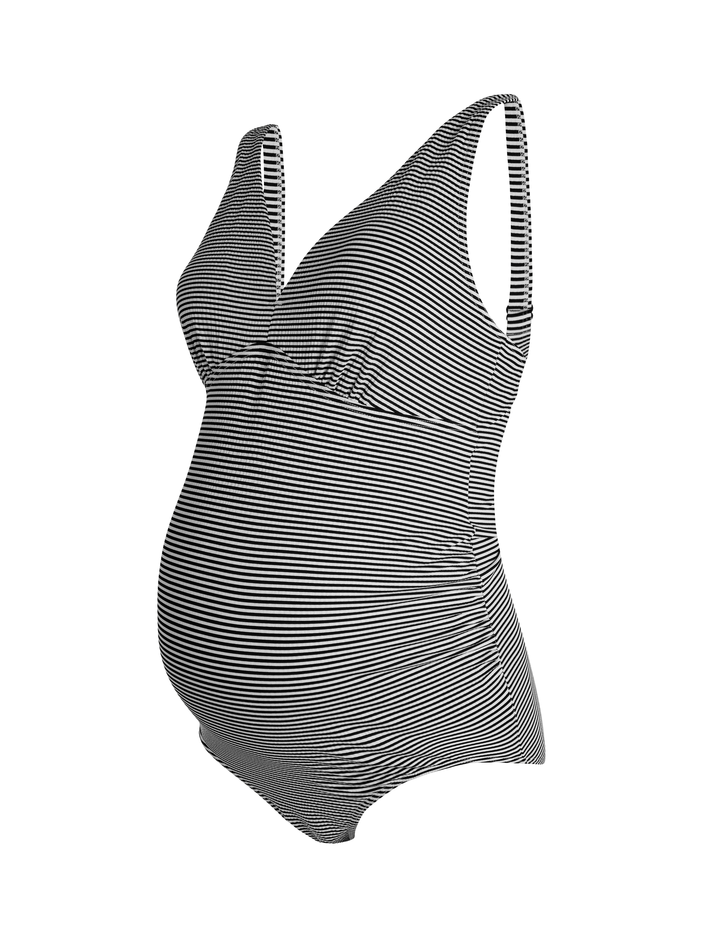 Product image 4 of 6, which shows JoJo Maman Bébé Stripe V-Neck Maternity Swimsuit, Black, S